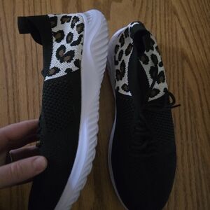 Leopard Print Knit Sneakers